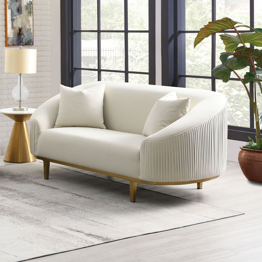 Martina - Loveseat With 2 Pillows - Ivory Velvet - Urban Living Furniture (Los Angeles, CA)