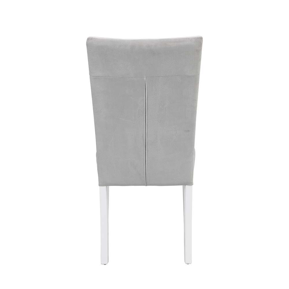 Elizaveta - Side Chair (Set of 2) - Gray Velvet &White High Gloss - Urban Living Furniture (Los Angeles, CA)