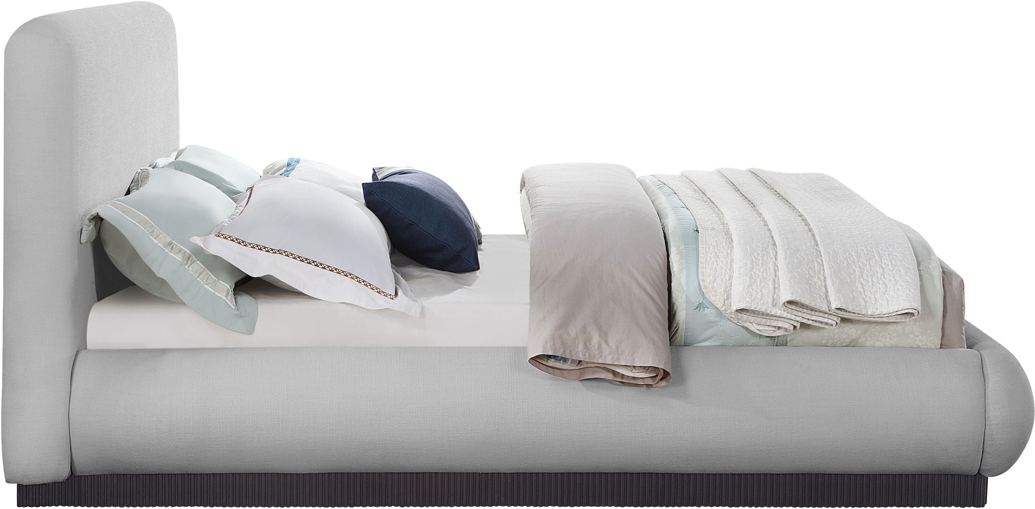 Rigby - Linen Bed With Black Base