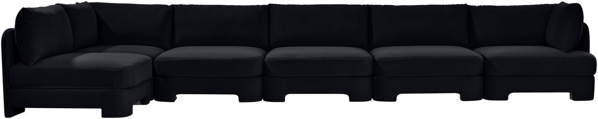 Hammond - Velvet Performance Fabric Upholstered 6 Piece L-Shaped Armless Sectional