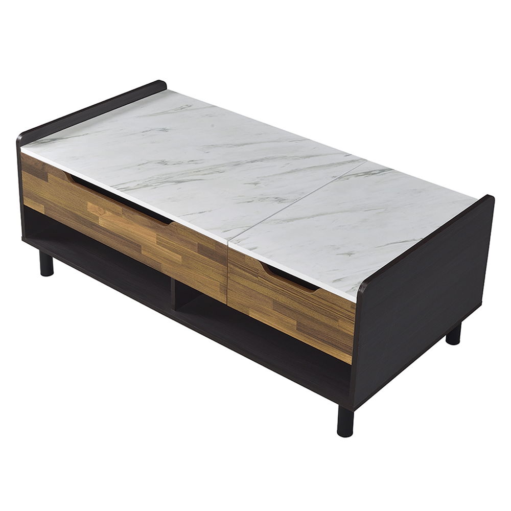 Axel - Coffee Table With Lift Top - White Printed Faux Marble Top, Walnut & Black - Urban Living Furniture (Los Angeles, CA)