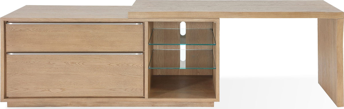 One - Live Edge Edge Executive Desk - White Oak And Glass
