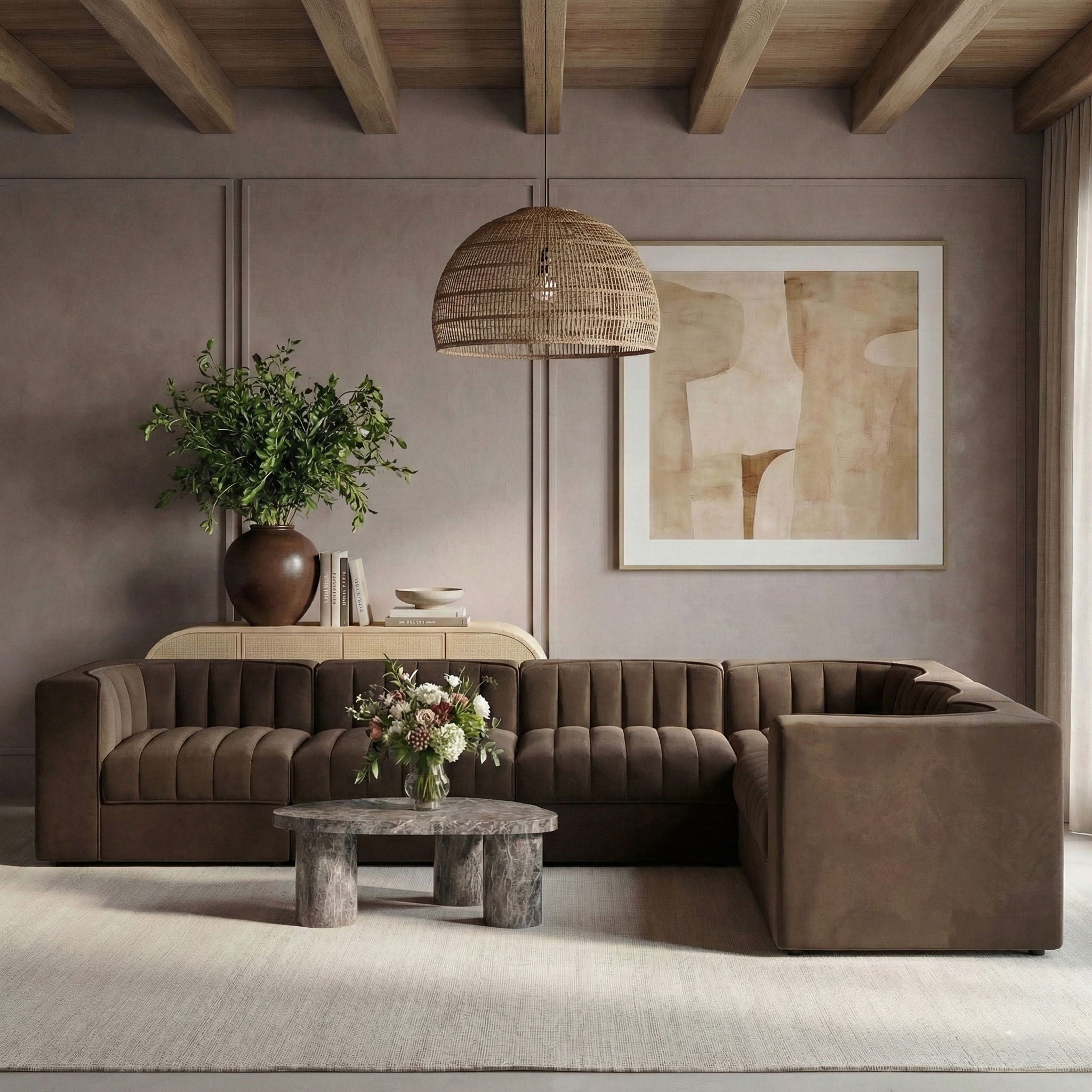 Rummi - Velvet Performance Fabric Upholstered 6 Piece Modular Sectional (With 3 Corner Chairs) - Urban Living Furniture (Los Angeles, CA)