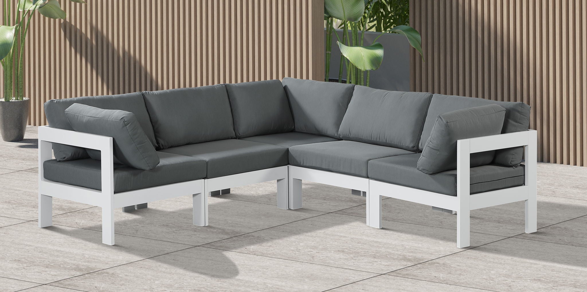 Nizuc - Outdoor Patio 5 Piece Modular Sectional With White Frame - Urban Living Furniture (Los Angeles, CA)