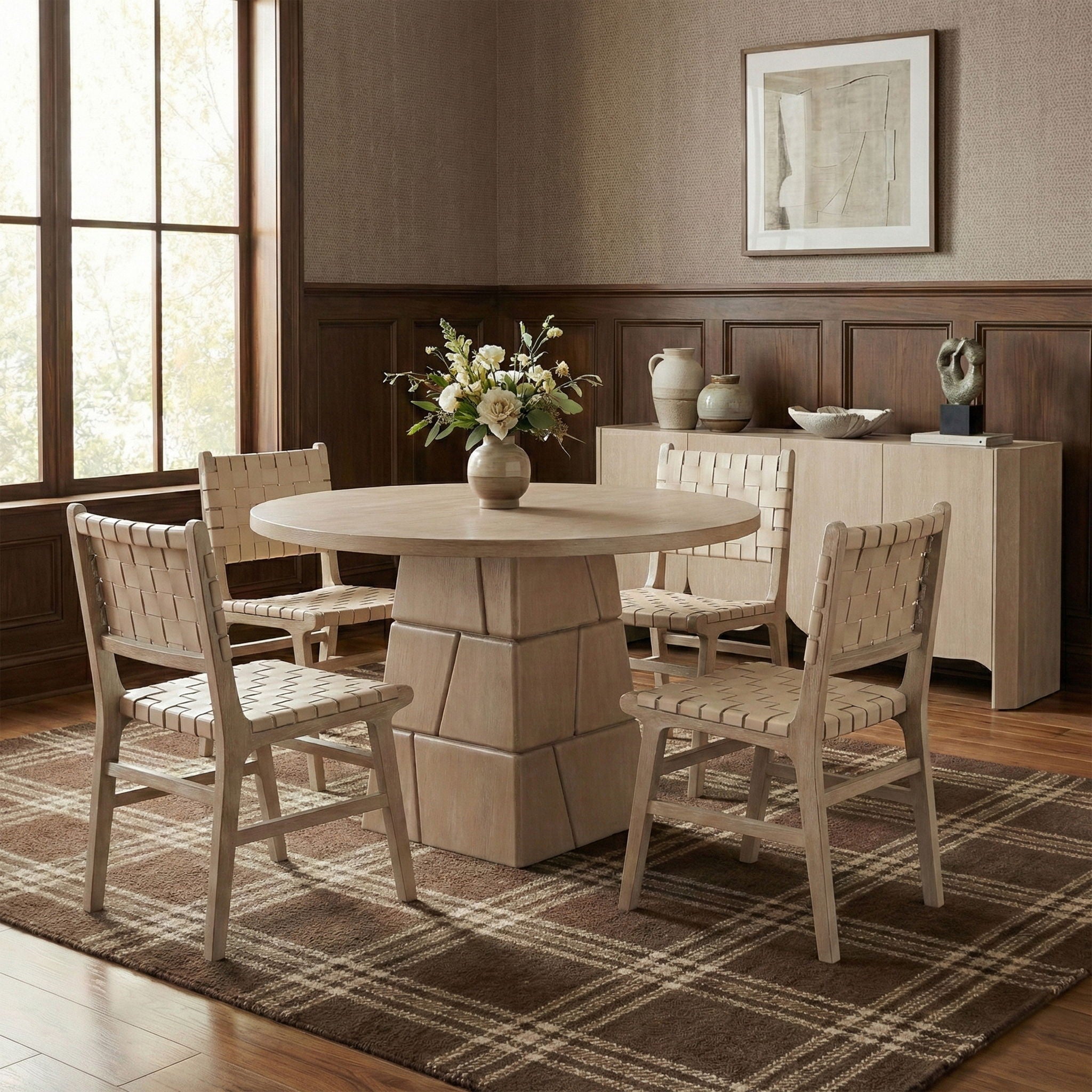 Entwine - Vegan Leather Upholstered Dining Chair - Painted Natural - Urban Living Furniture (Los Angeles, CA)