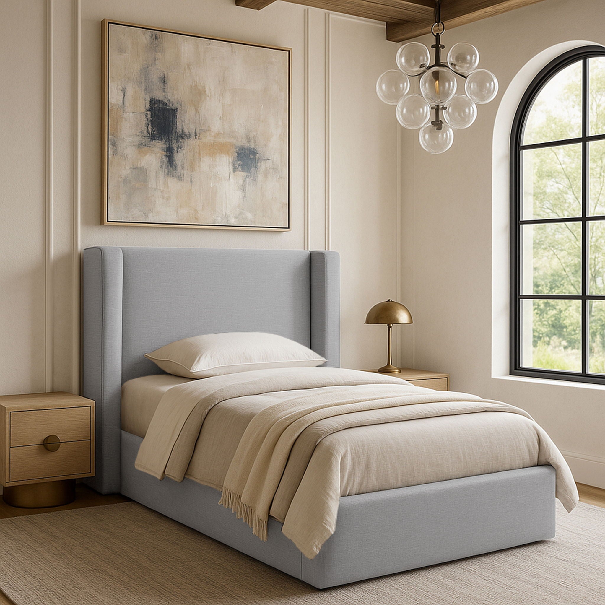 Kendall - Linen Textured Fabric Upholstered Bed - Urban Living Furniture (Los Angeles, CA)