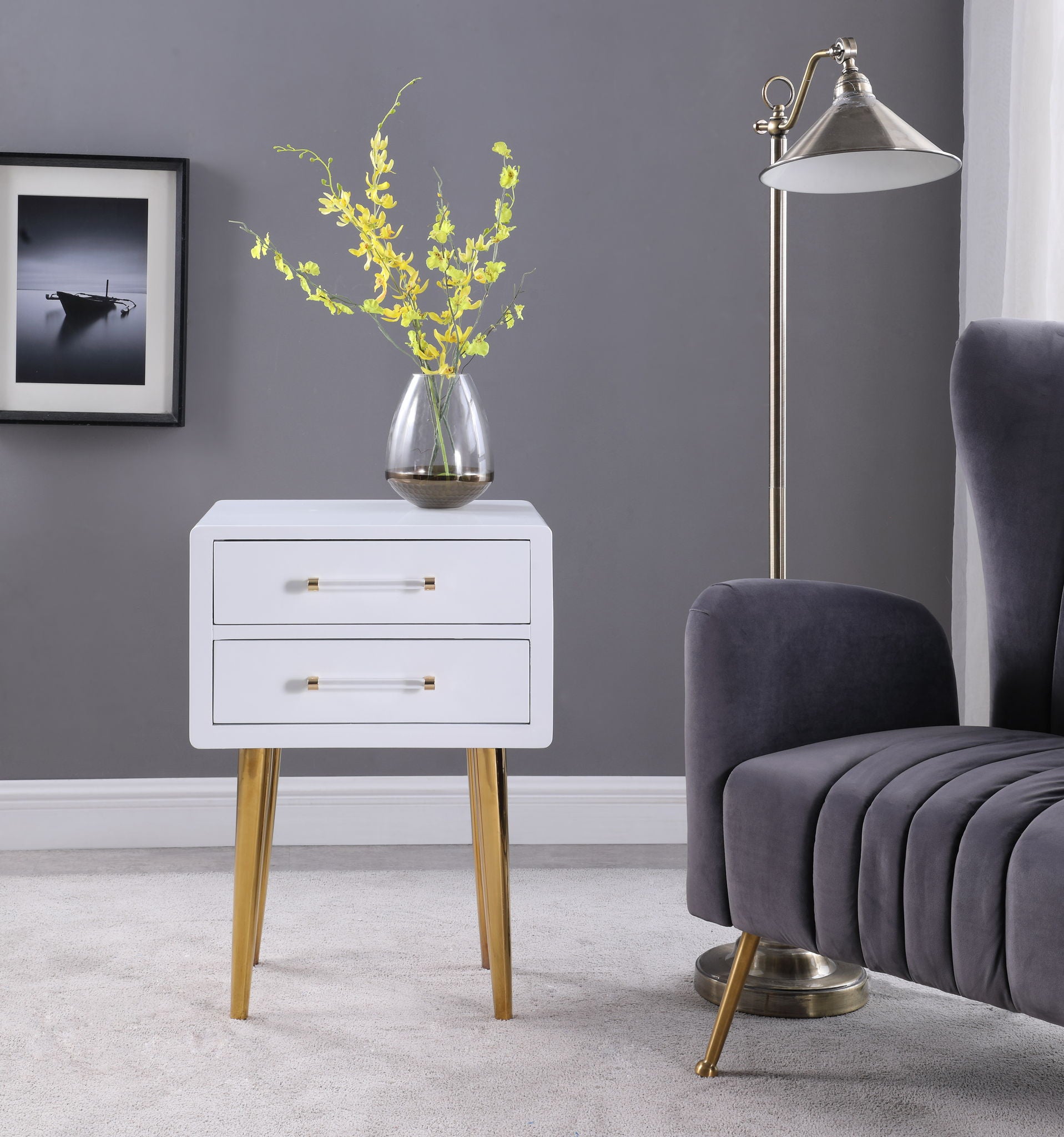 Zane - Side Table - White Lacquer - Urban Living Furniture (Los Angeles, CA)