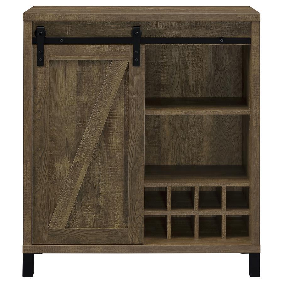 Arlington - Sliding Door Home Bar Wine Cabinet - Rustic Oak - Urban Living Furniture (Los Angeles, CA)