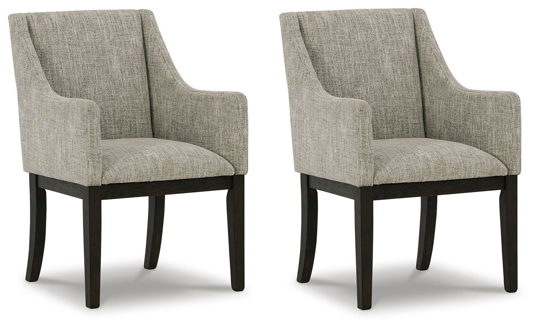 Burkhaus - Dining UPH Arm Chair (Set of 2) - Beige / Dark Brown - Urban Living Furniture (Los Angeles, CA)