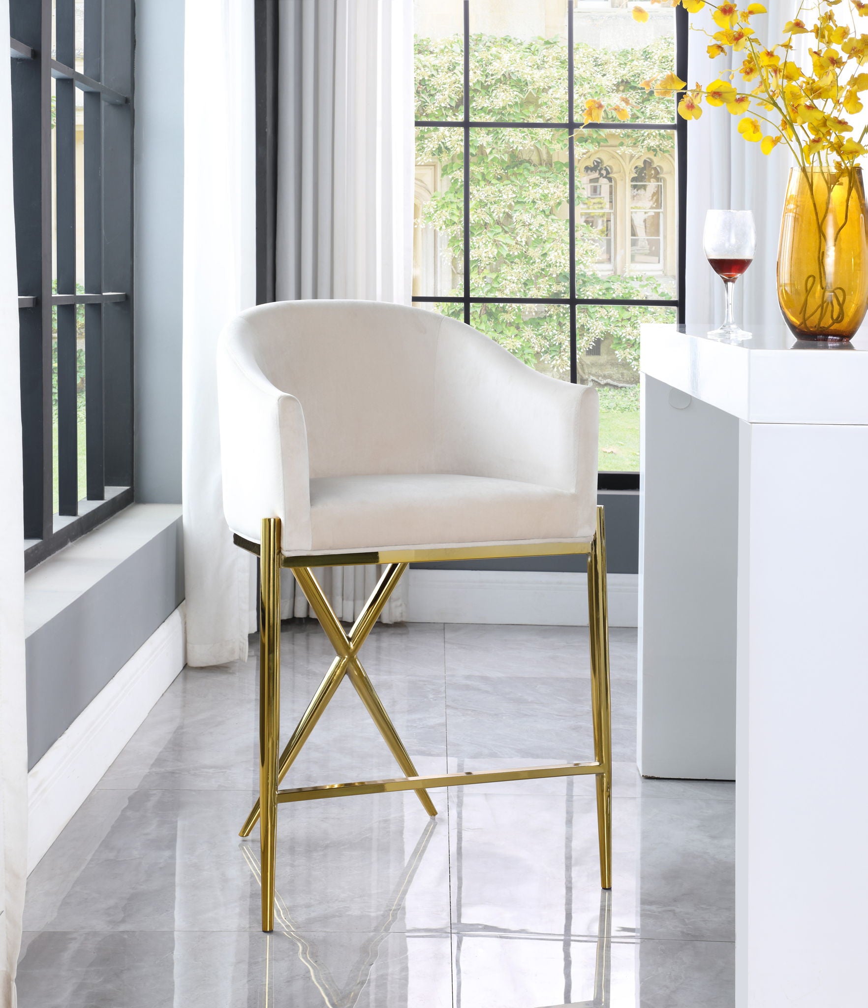 Xavier - Counter Stool with Gold Legs - Urban Living Furniture (Los Angeles, CA)