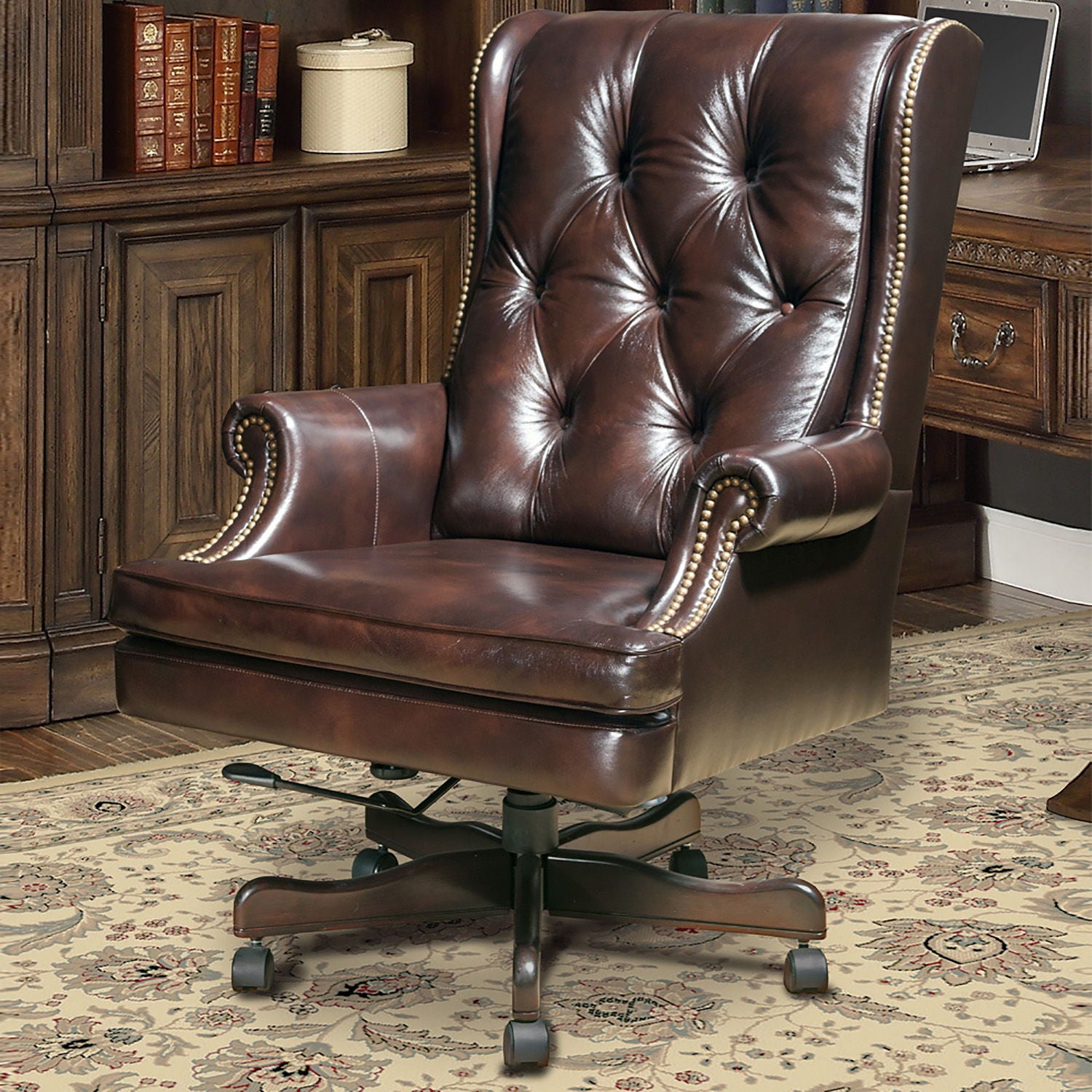 Dc#112 - Leather Desk Chair - Havana With Brown Base - Urban Living Furniture (Los Angeles, CA)