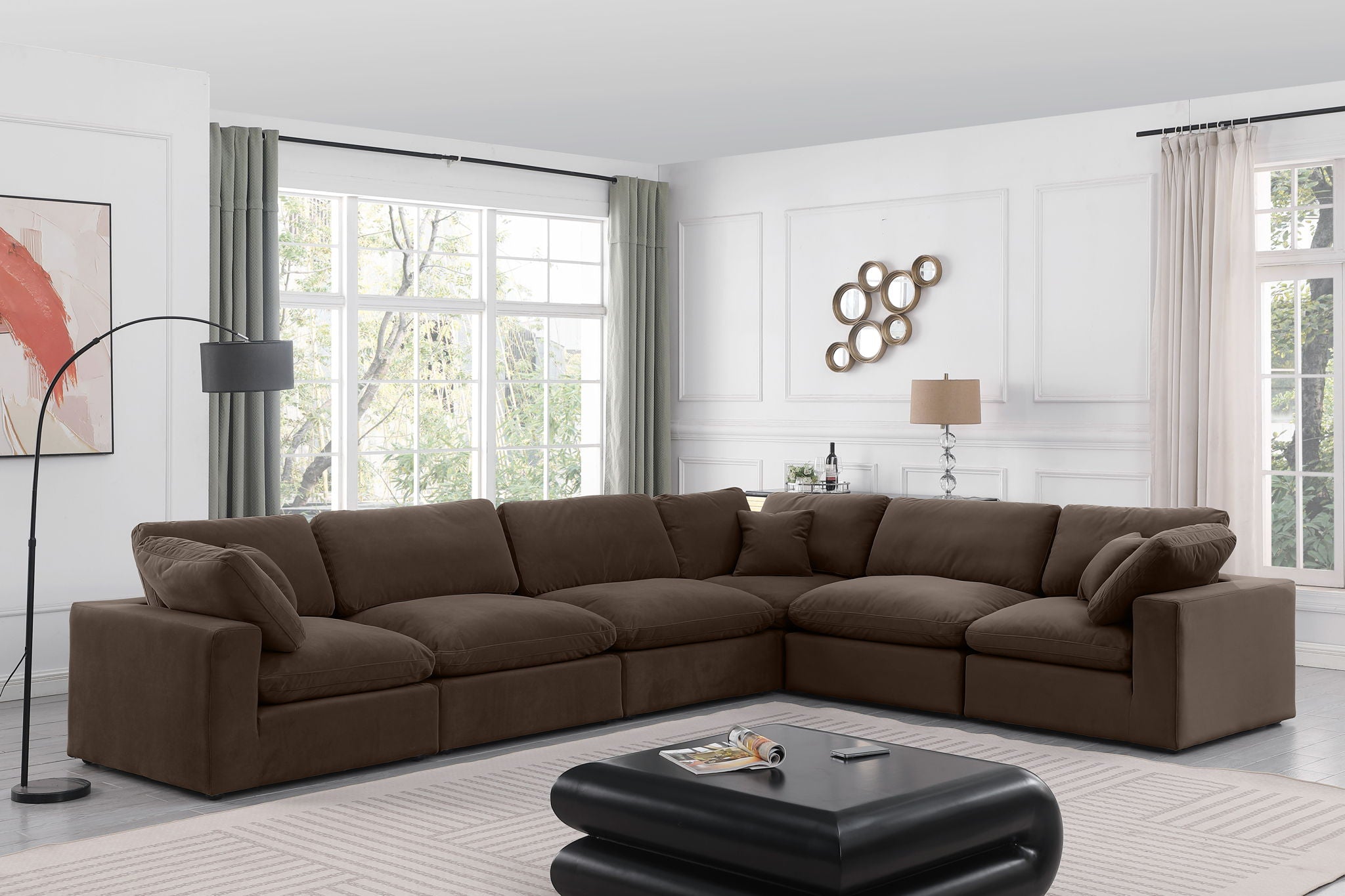 Comfy - 6 Piece Velvet Modular Corner Sectional - Urban Living Furniture (Los Angeles, CA)