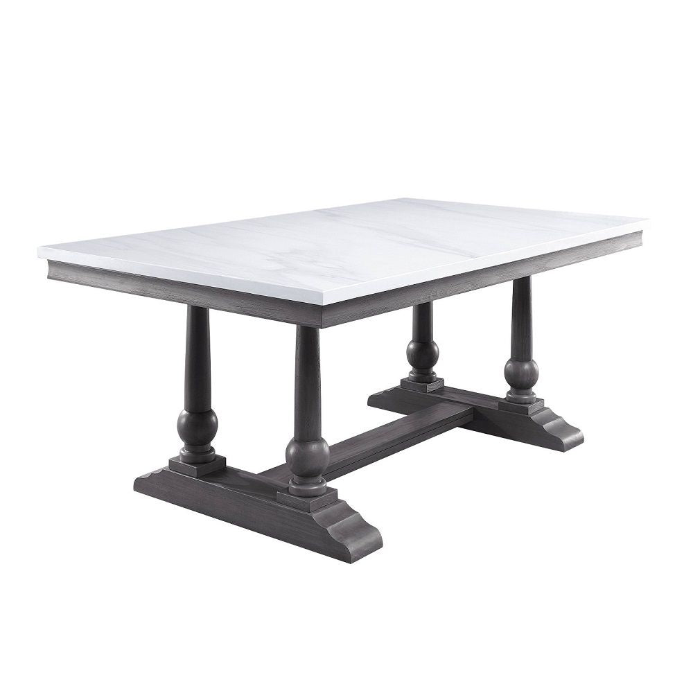 Yabeina - Dining Table - Marble Top Top & Gray Oak - Urban Living Furniture (Los Angeles, CA)