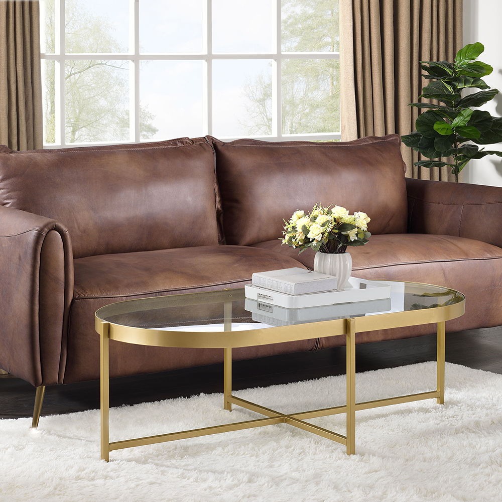 Charrot - Coffee Table - Clear Glass Top & Gold - Urban Living Furniture (Los Angeles, CA)