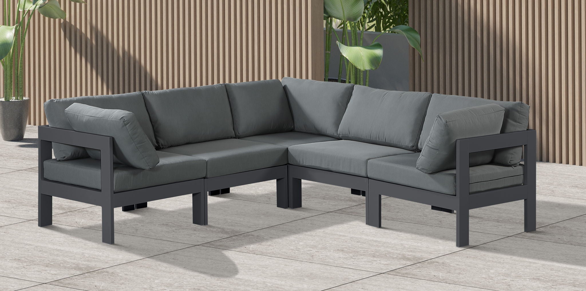 Nizuc - Outdoor Patio 5 Piece Modular Sectional With Gray Frame - Urban Living Furniture (Los Angeles, CA)