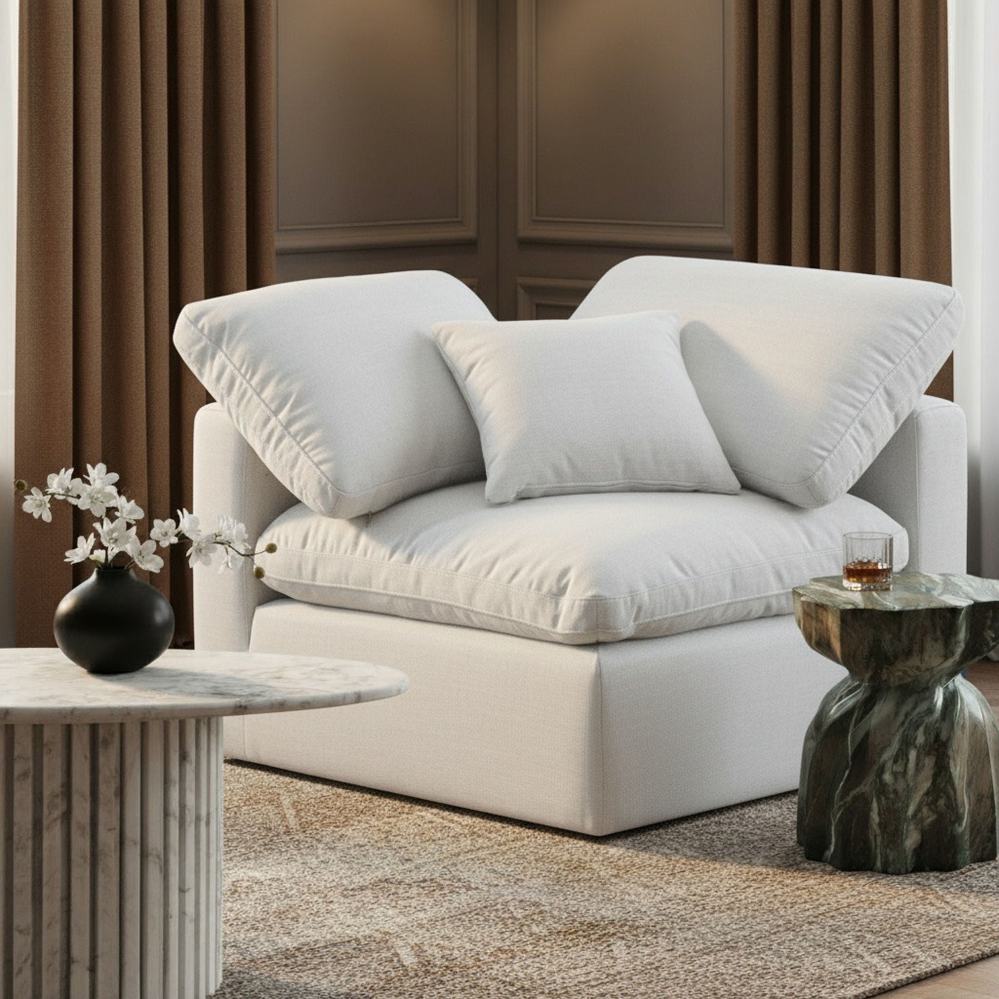 Indulge - Linen Corner Chair - White - Urban Living Furniture (Los Angeles, CA)