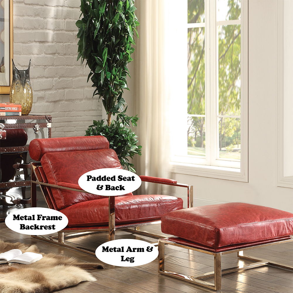 Quinto - Accent Chair - Antique Red Top Grain Leather & Stainless Steel - Urban Living Furniture (Los Angeles, CA)