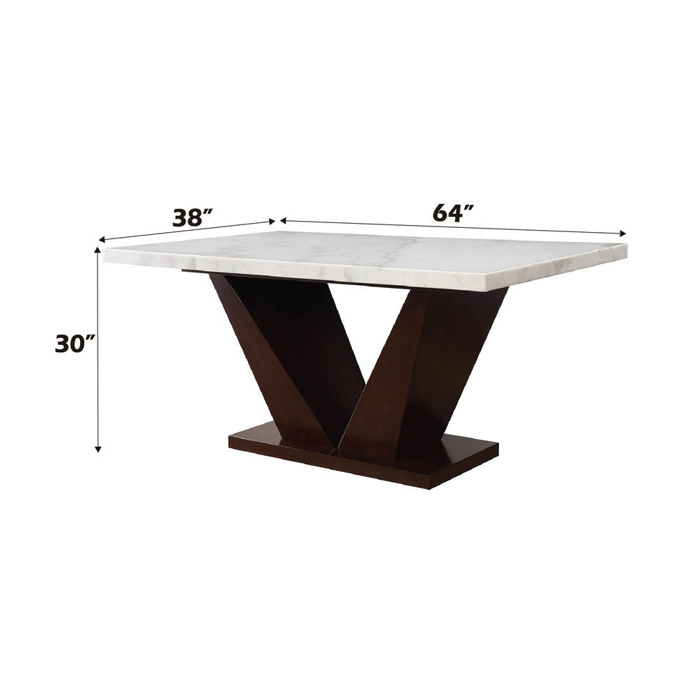 Forbes - Dining Table With Marble Top - White Marble Top & Walnut - Urban Living Furniture (Los Angeles, CA)