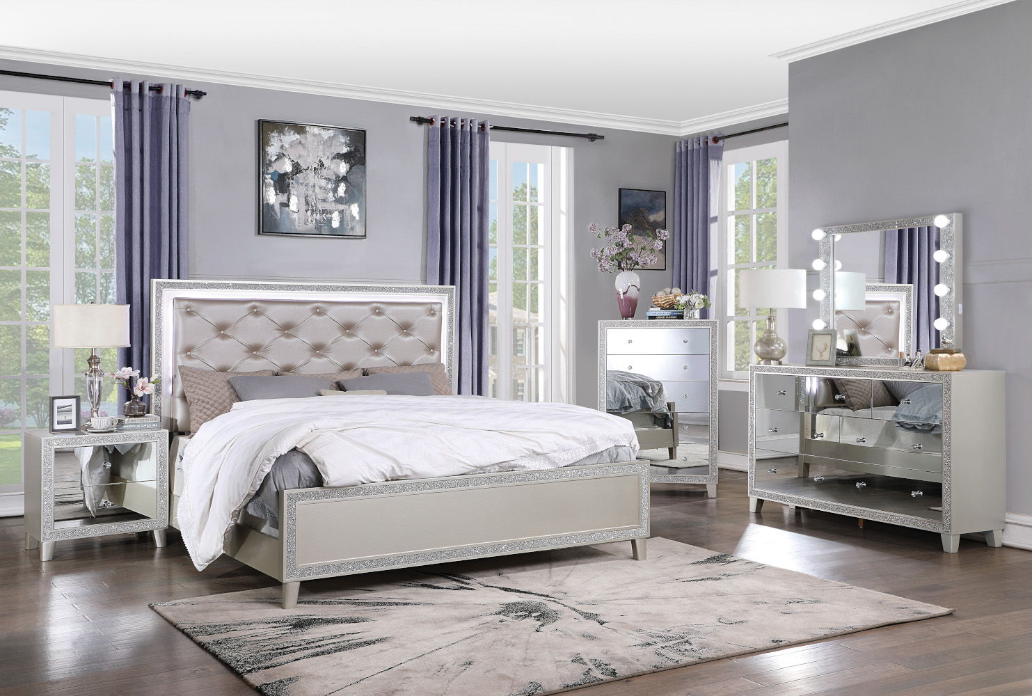 Sliverfluff - Mirror With Light - Mirrored & Champagne - Urban Living Furniture (Los Angeles, CA)