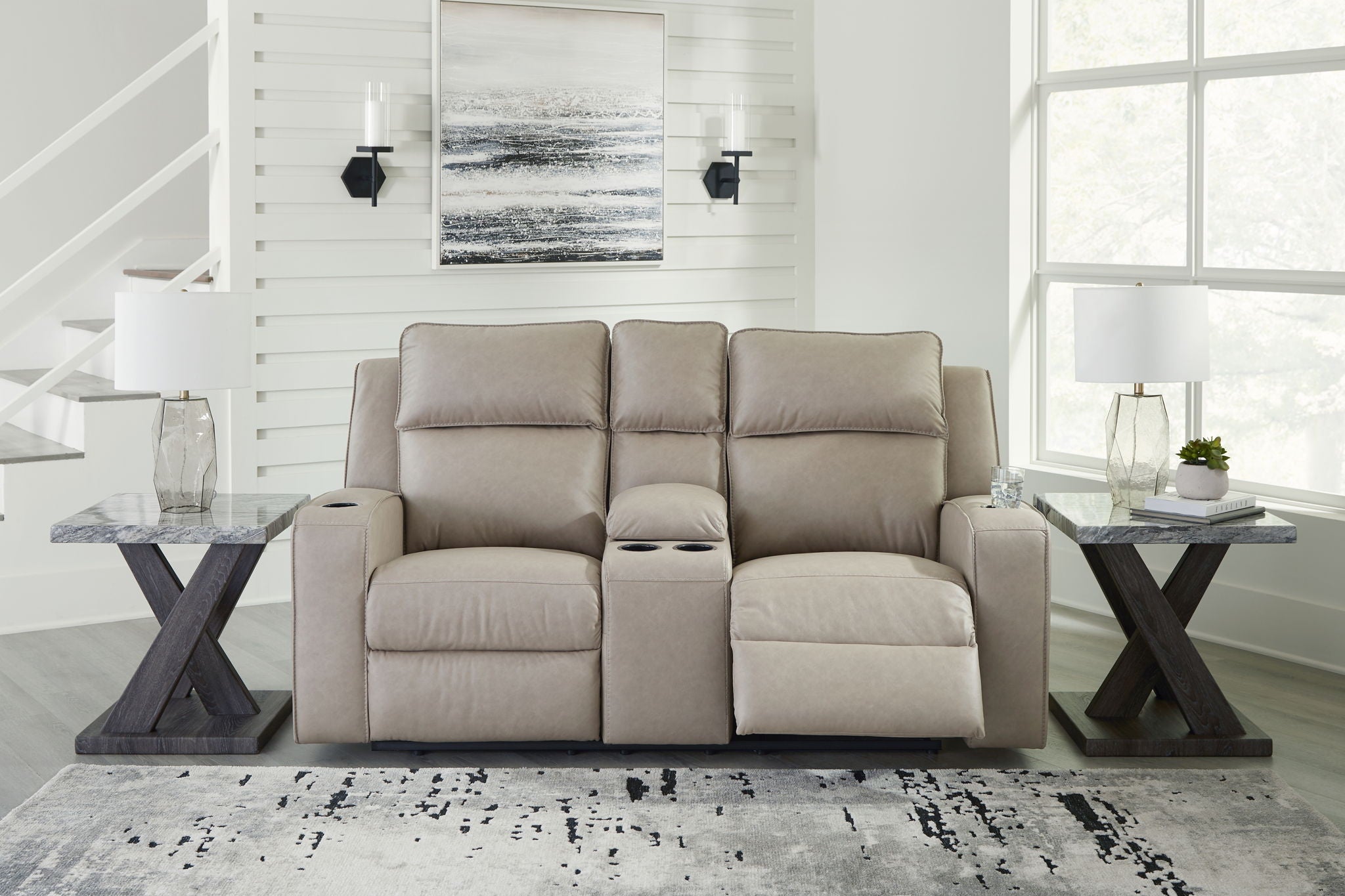 Lavenhorne - Pebble - Dbl Rec Loveseat W/Console - Urban Living Furniture (Los Angeles, CA)