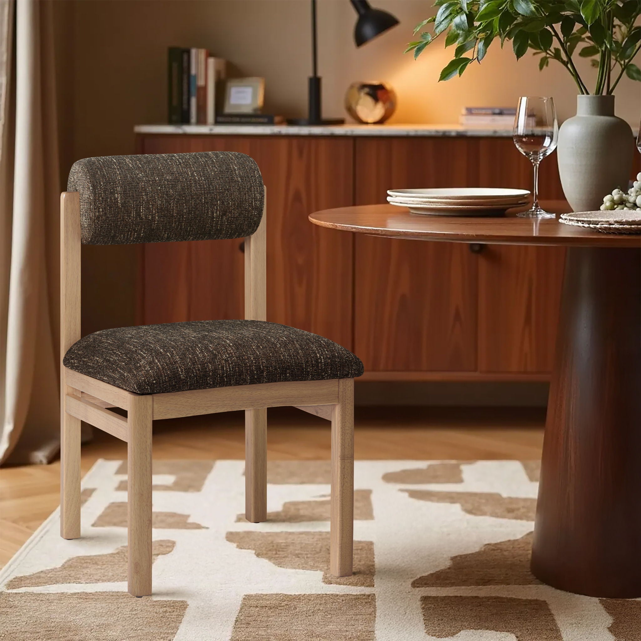 Roundhill - Fabric Dining Chair (Set of 2) - Natural Frame - Urban Living Furniture (Los Angeles, CA)