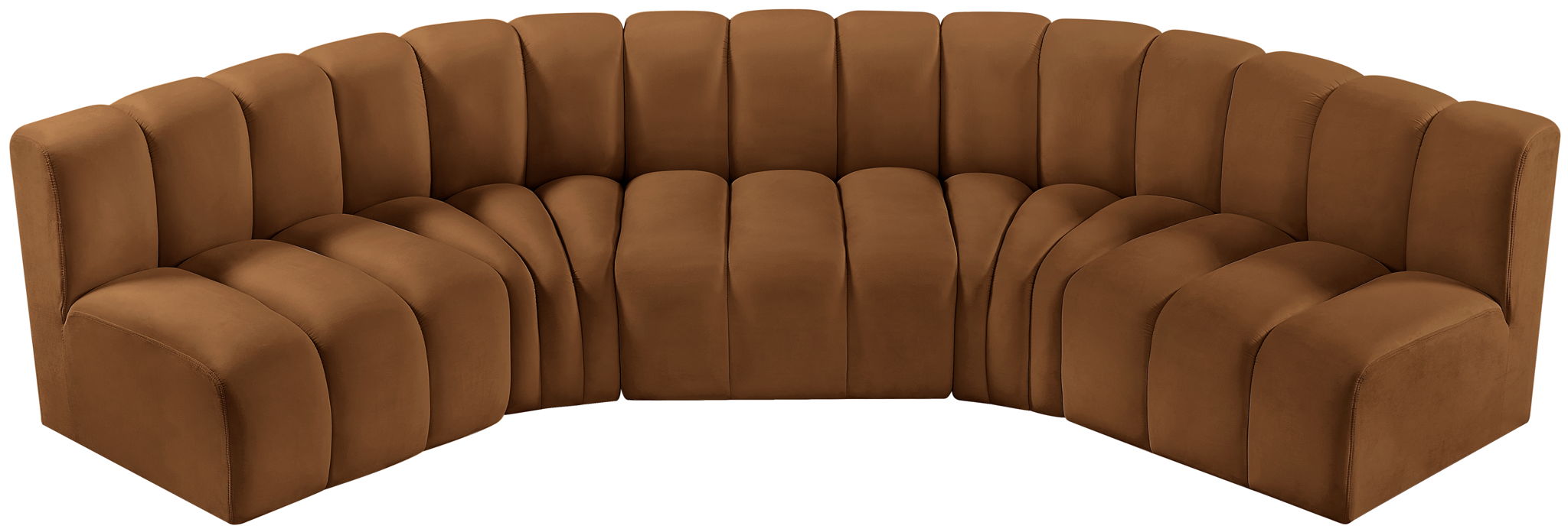 Arc - Velvet 5 Piece U-Shaped Modular Sofa - Saddle