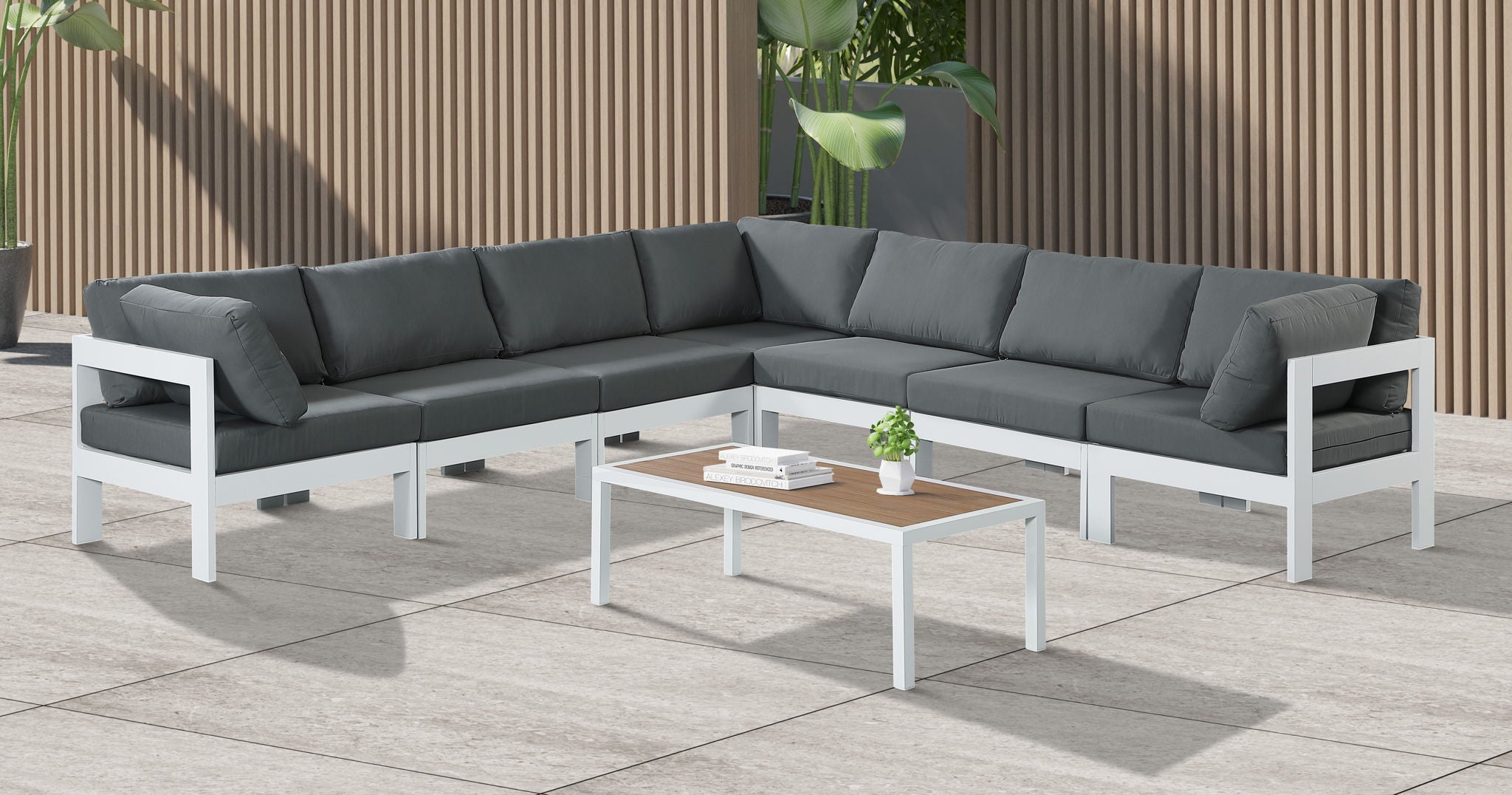Nizuc - Outdoor Patio 7 Piece Modular Sectional With White Frame - Urban Living Furniture (Los Angeles, CA)