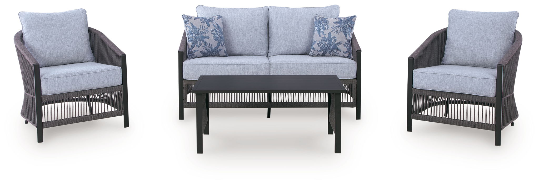 Bridges Beach - Loveseat, Lounge Chairs, Table Set (Set of 4) - Gray - Urban Living Furniture (Los Angeles, CA)