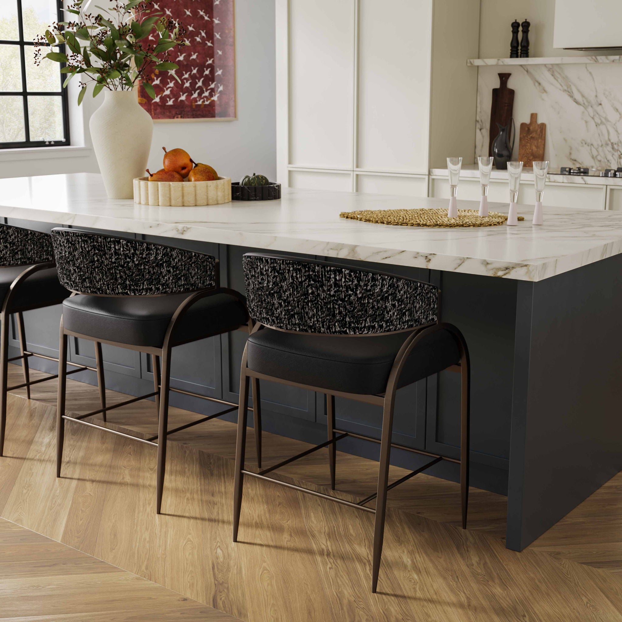 Tatum - Vegan Leather 2-Tone Counter Stool - Urban Living Furniture (Los Angeles, CA)