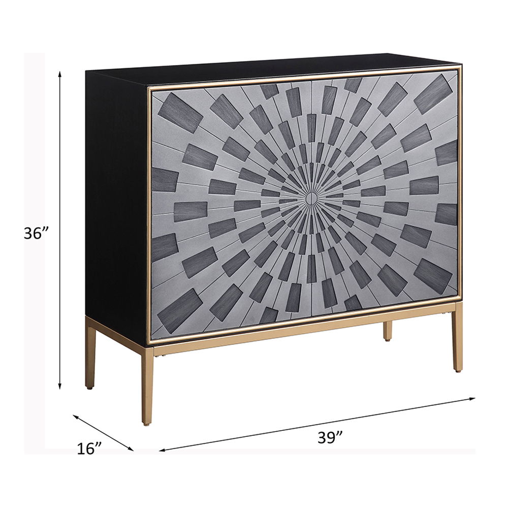 Quilla - Console Cabinet - Black, Gray & Brass - Urban Living Furniture (Los Angeles, CA)
