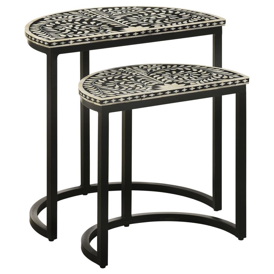 Zakiya - 2 Piece Demilune Nesting Table Set - Black And White - Urban Living Furniture (Los Angeles, CA)