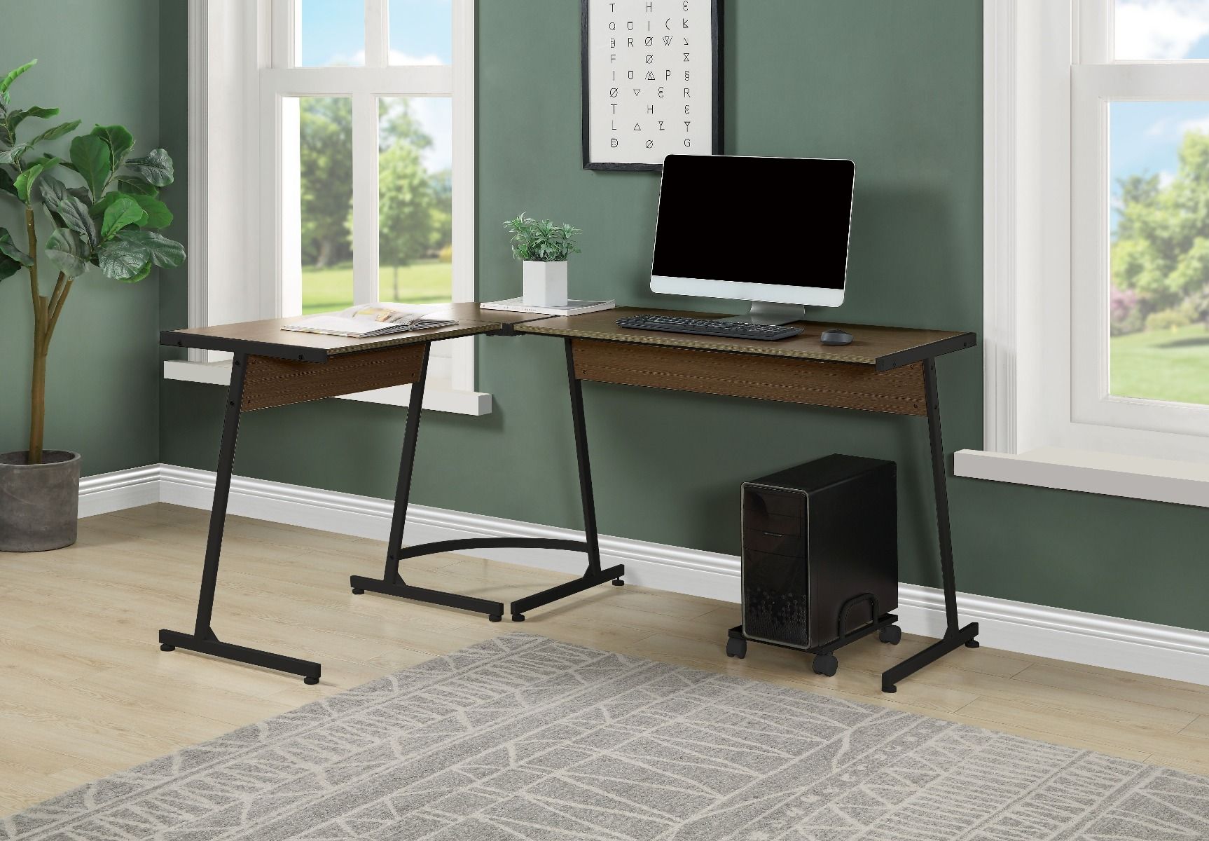 Acme - Dazenus - Computer Desk, Black Finish - Of00044 - Black & Oak Finish - Urban Living Furniture (Los Angeles, CA)