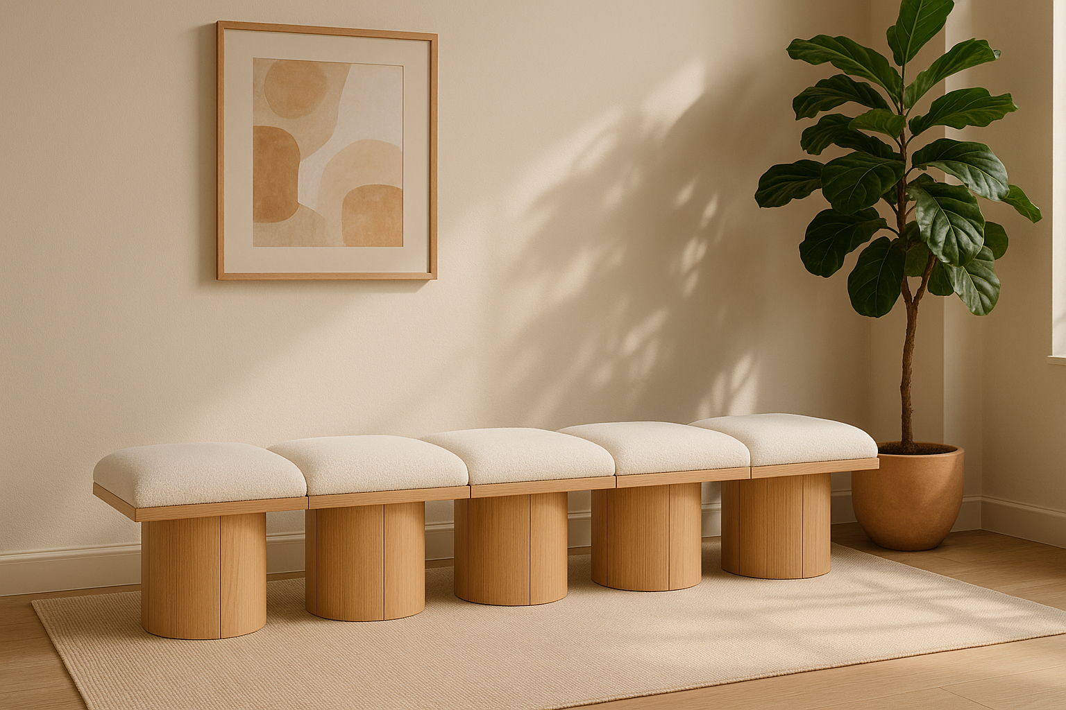 Pavilion - 5 Piece Modular Bench With Natural Base