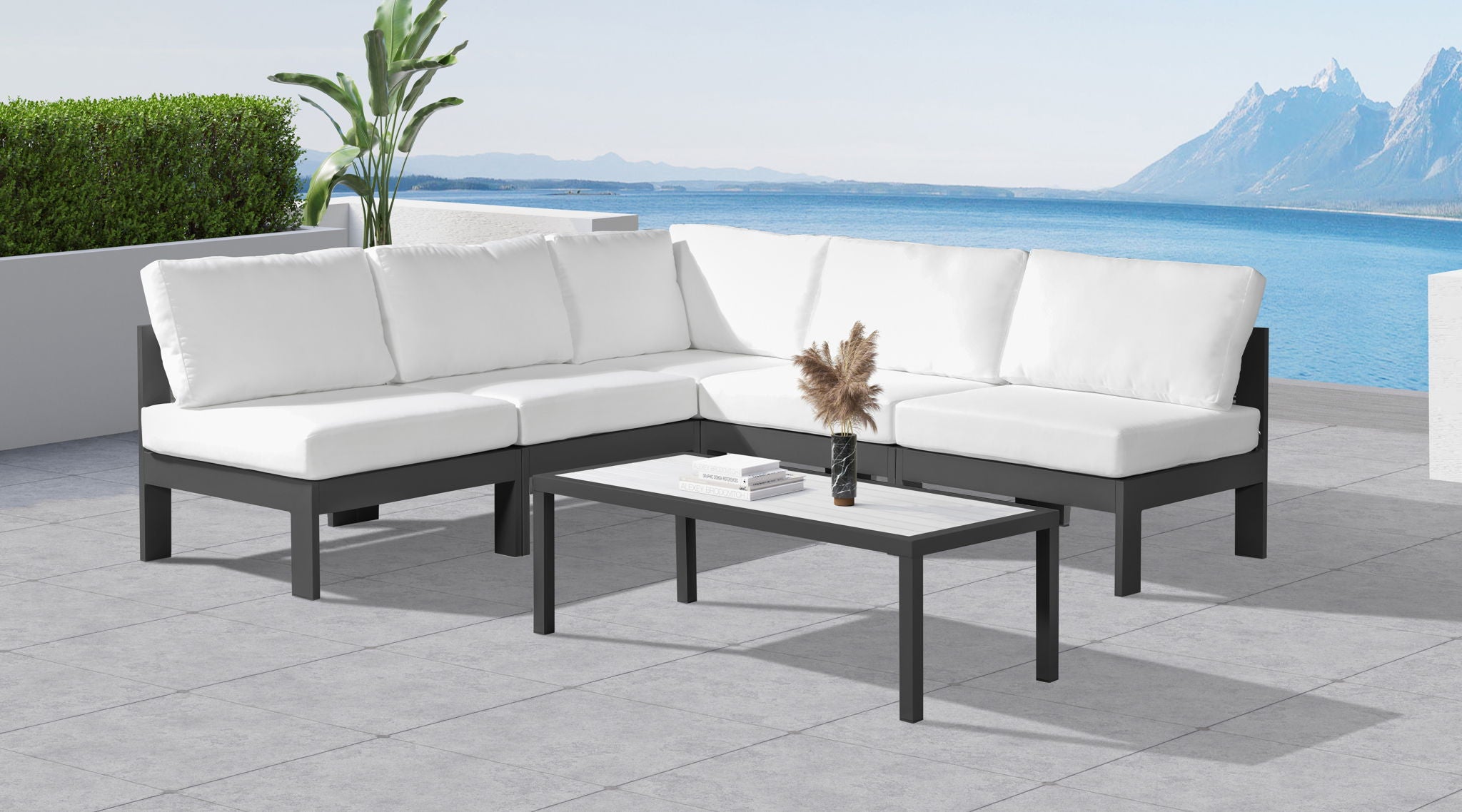 Nizuc - Outdoor Patio 5 Piece Modular Sectional With Gray Frame - Urban Living Furniture (Los Angeles, CA)
