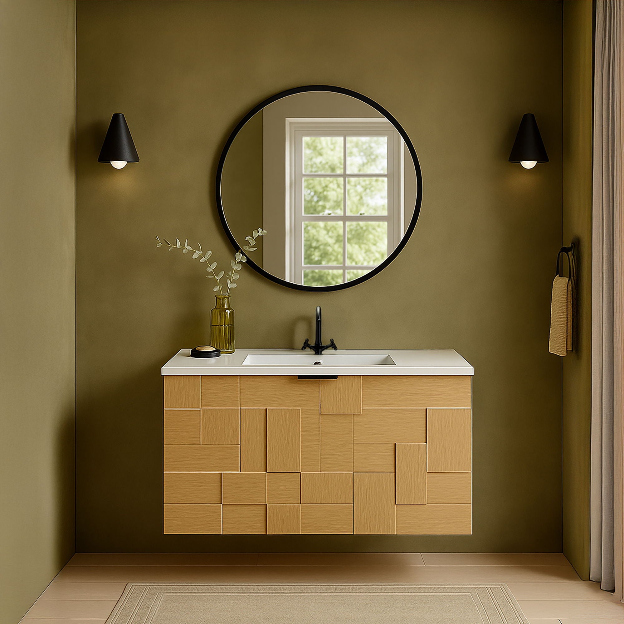 Leonardo - Engineered Stone And Solid Wood 24" Wall Mounted Bathroom Vanity - Urban Living Furniture (Los Angeles, CA)