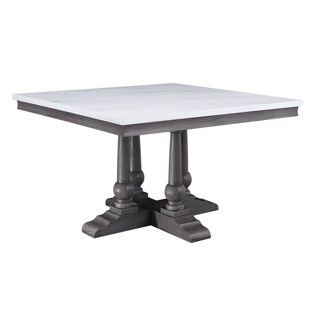Yabeina - Square Dining Table - Marble Top Top & Gray Oak - Urban Living Furniture (Los Angeles, CA)