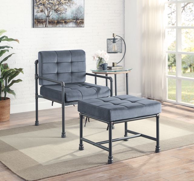 Brantley - Ottoman - Gray Velvet & Sandy Gray - Urban Living Furniture (Los Angeles, CA)