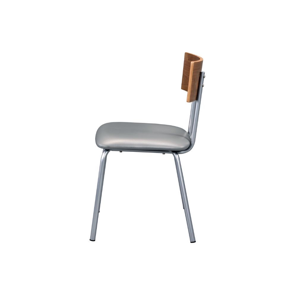 Jurgen - Side Chair (Set of 2) - Gray Synthetic Leather, Oak & Silver - Urban Living Furniture (Los Angeles, CA)