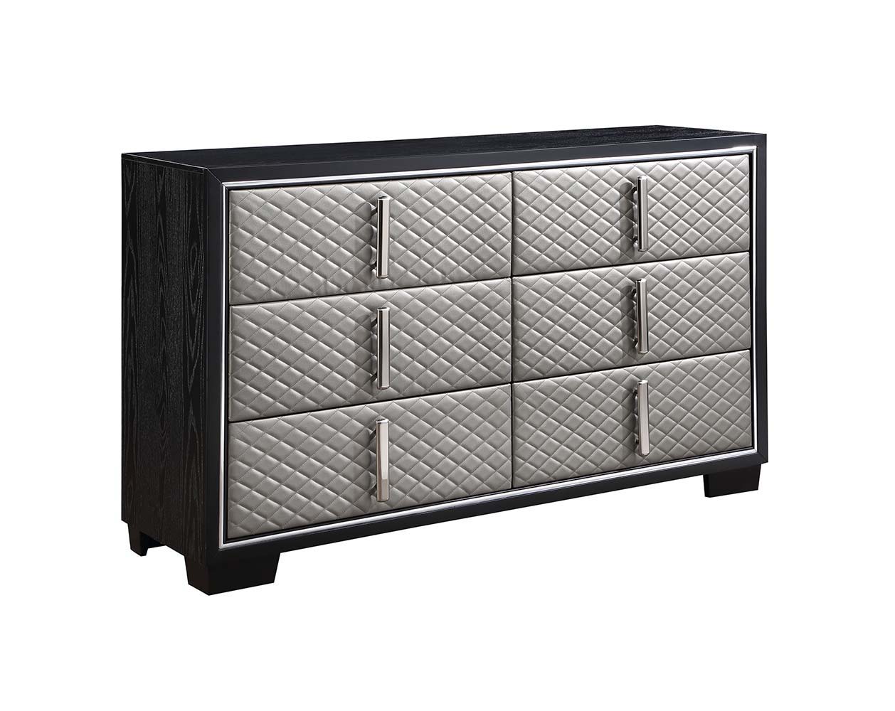 Nicola - Dresser - Silver Synthetic Leather & Black - Urban Living Furniture (Los Angeles, CA)
