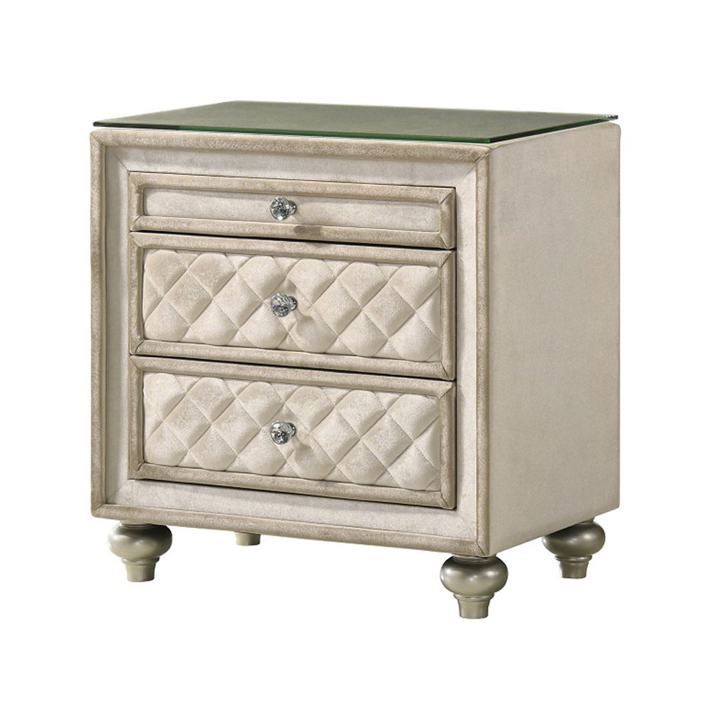 Lucienne - Nightstand - Beige Velvet - Urban Living Furniture (Los Angeles, CA)