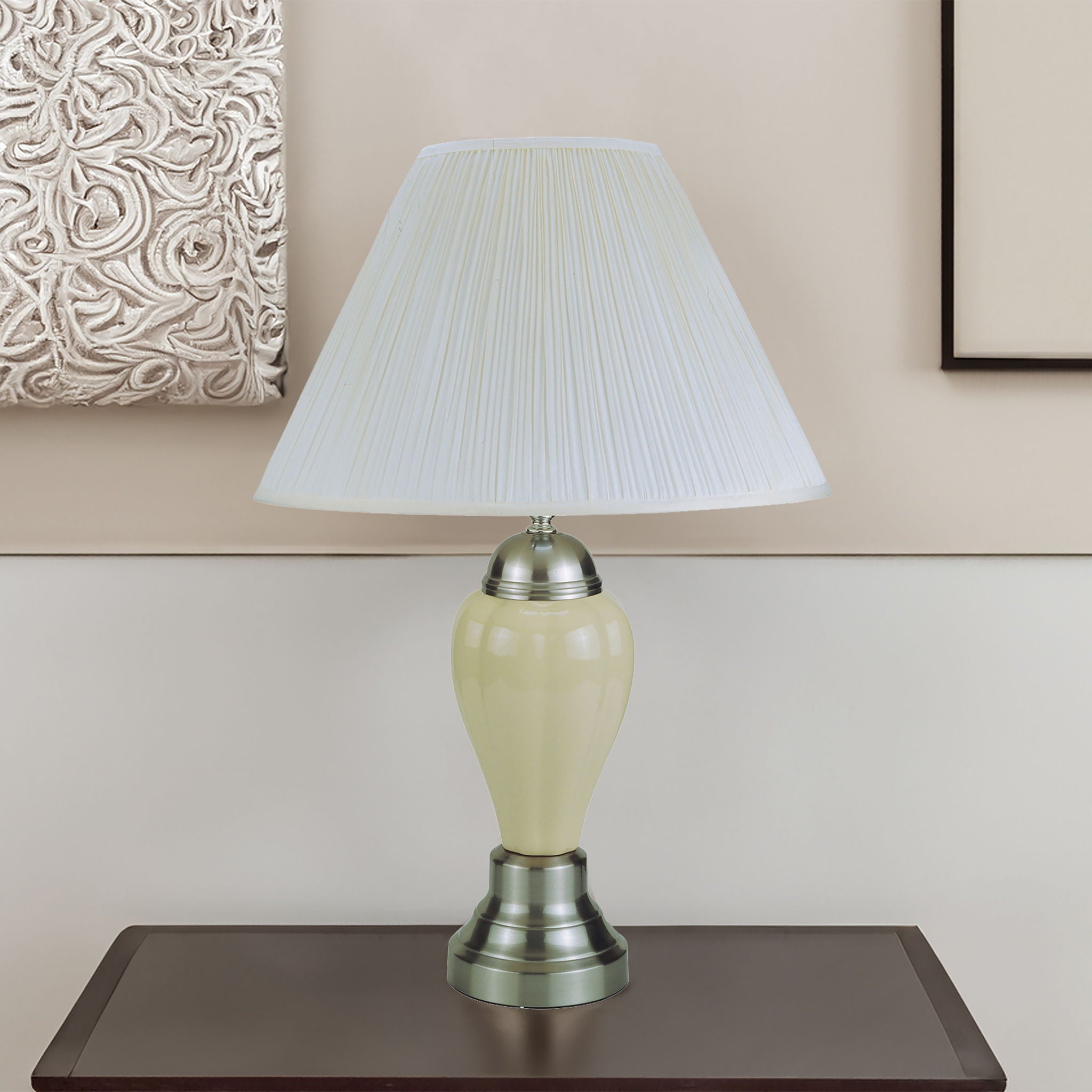 Satin Nickel - Porcelain Lamp - Ivory - Urban Living Furniture (Los Angeles, CA)