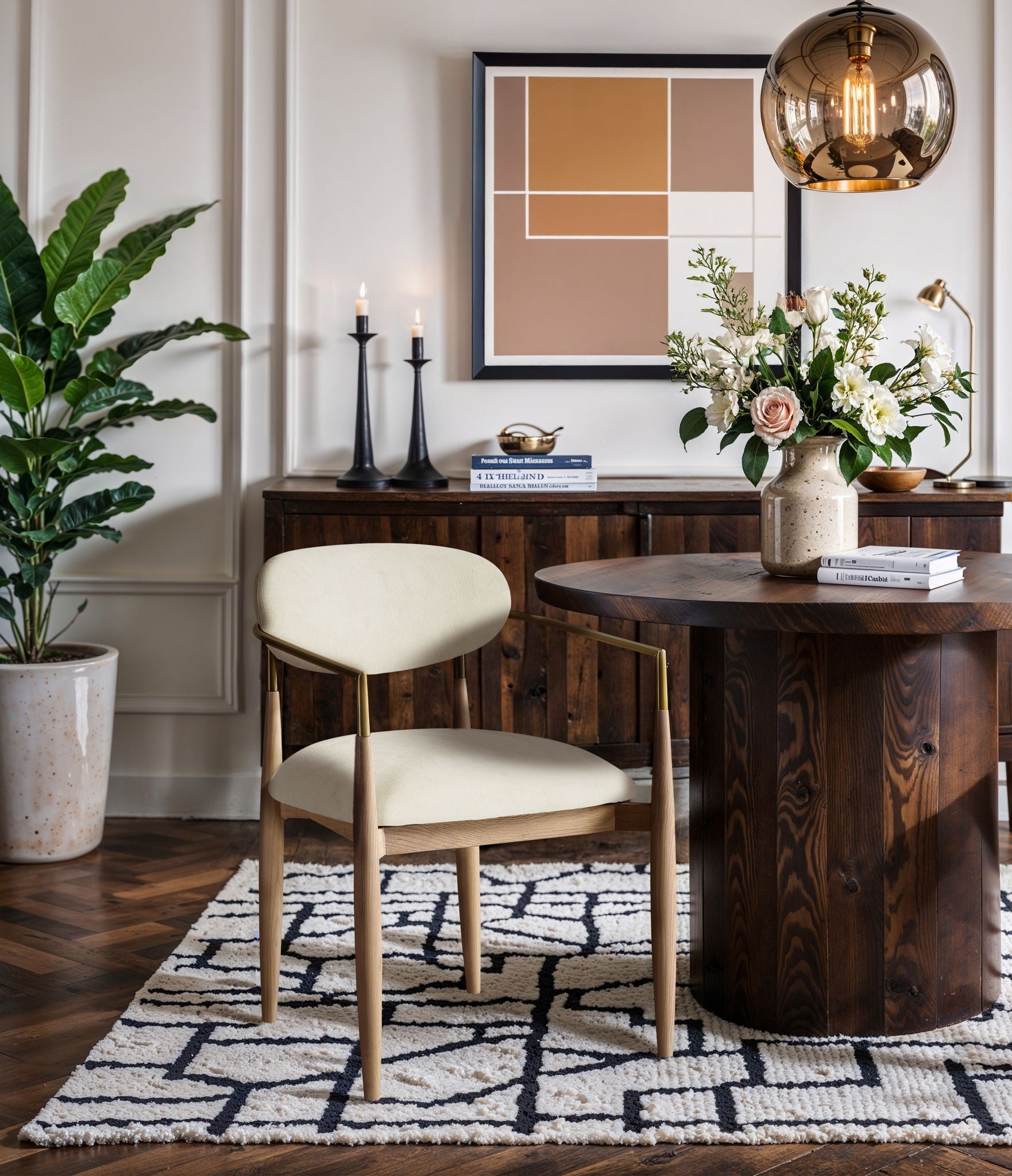 Riccio - Fabric Dining Arm Chair (Set of 2) - Natural Frame - Urban Living Furniture (Los Angeles, CA)