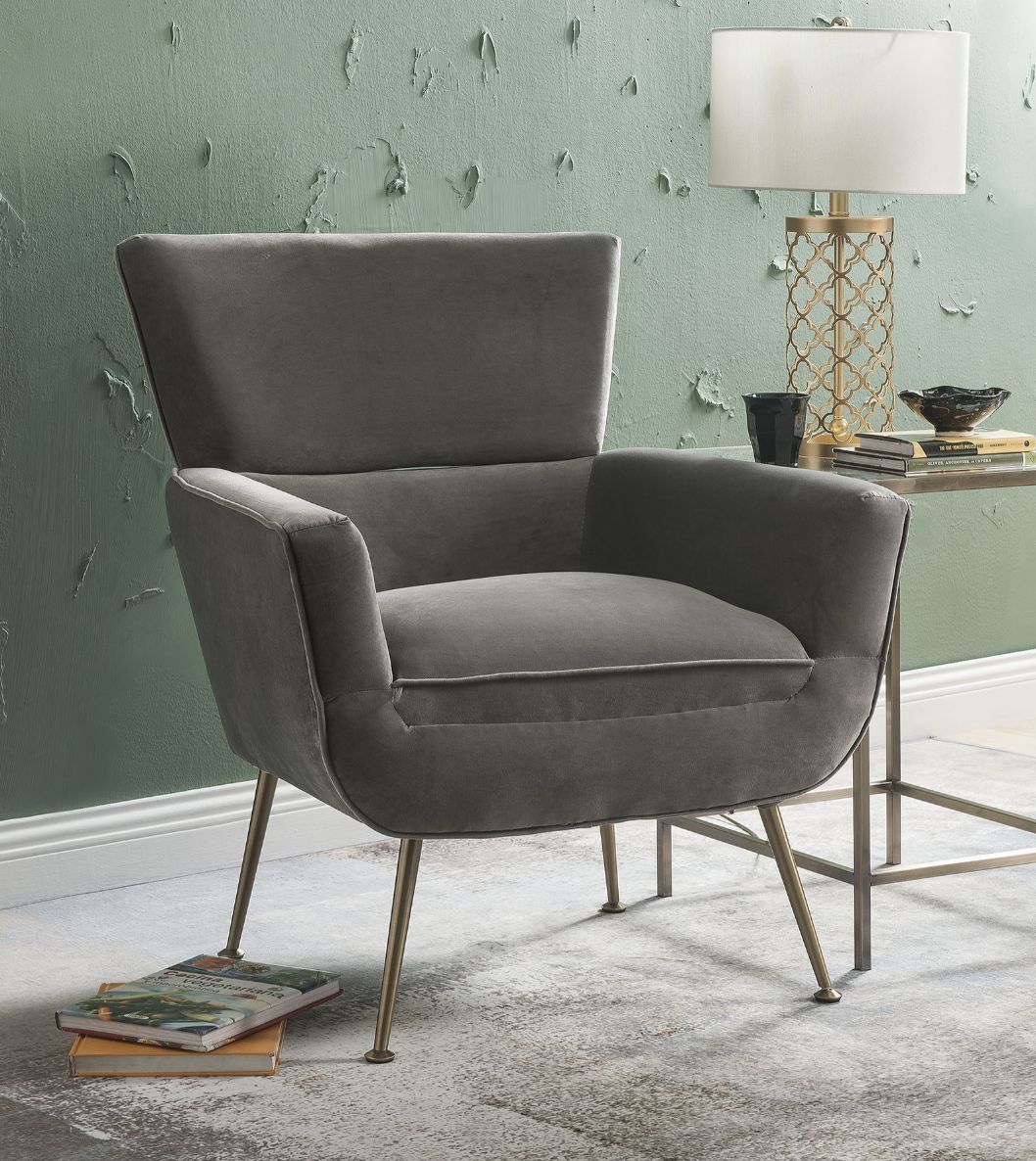 Varik - Accent Chair - Gray Velvet - Urban Living Furniture (Los Angeles, CA)