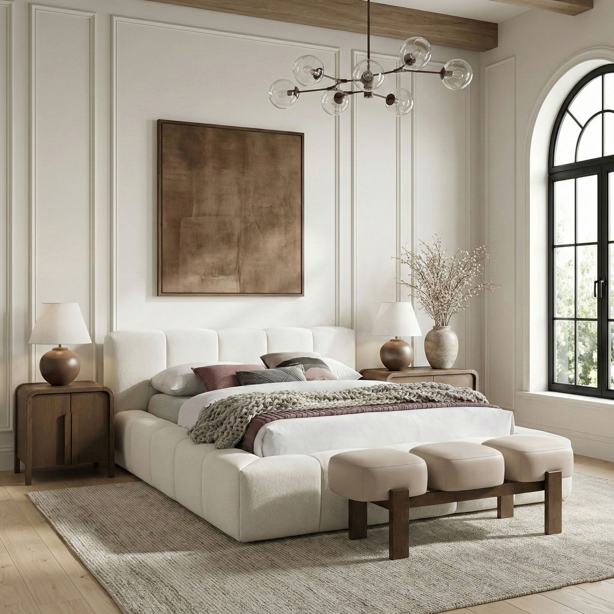 Woodcrest - Vegan Leather Upholstered Bench - Painted Brown Walnut Base - Urban Living Furniture (Los Angeles, CA)