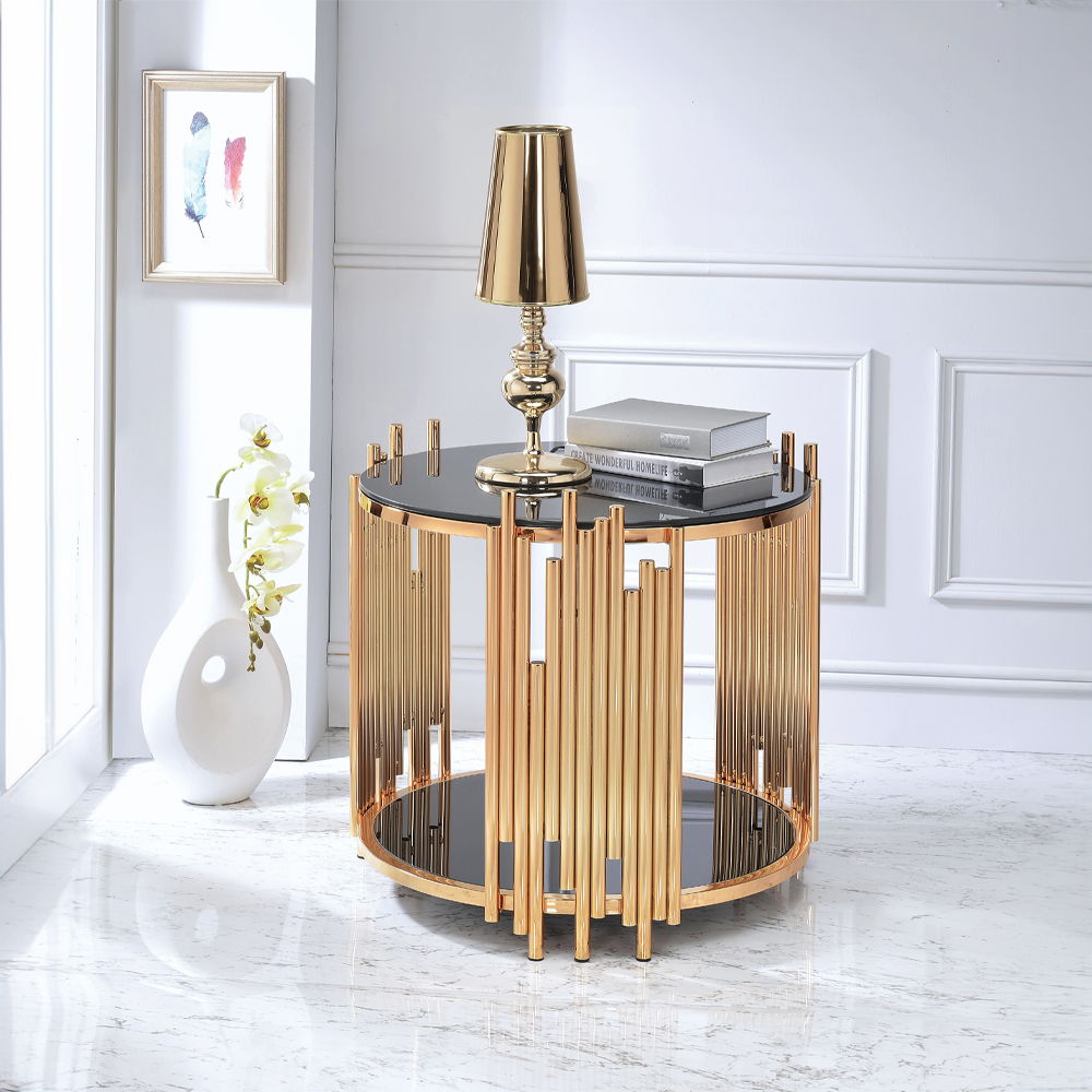 Tanquin - End Table - Black Glass & Gold - Urban Living Furniture (Los Angeles, CA)