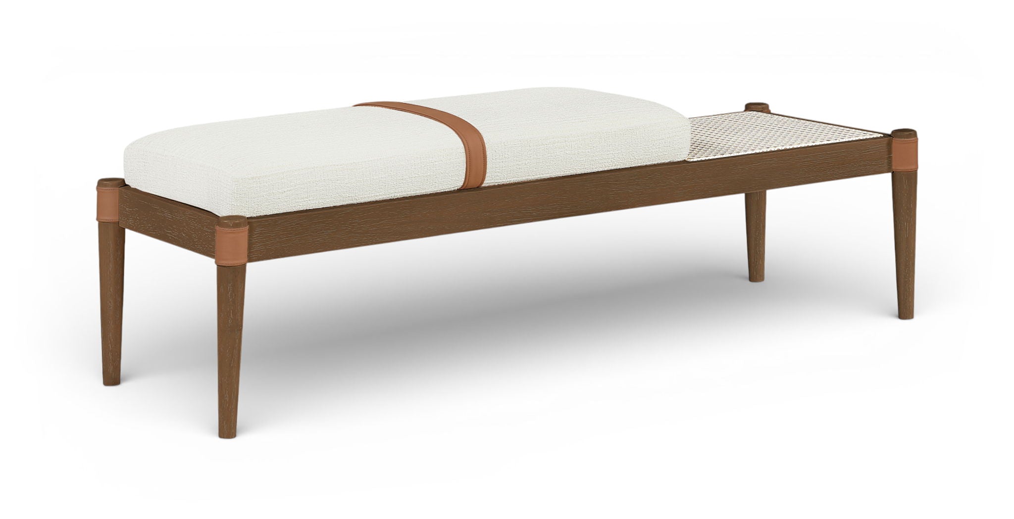 Nara - Linen Textured Fabric Upholstered Bench - Painted Brown Walnut - Urban Living Furniture (Los Angeles, CA)