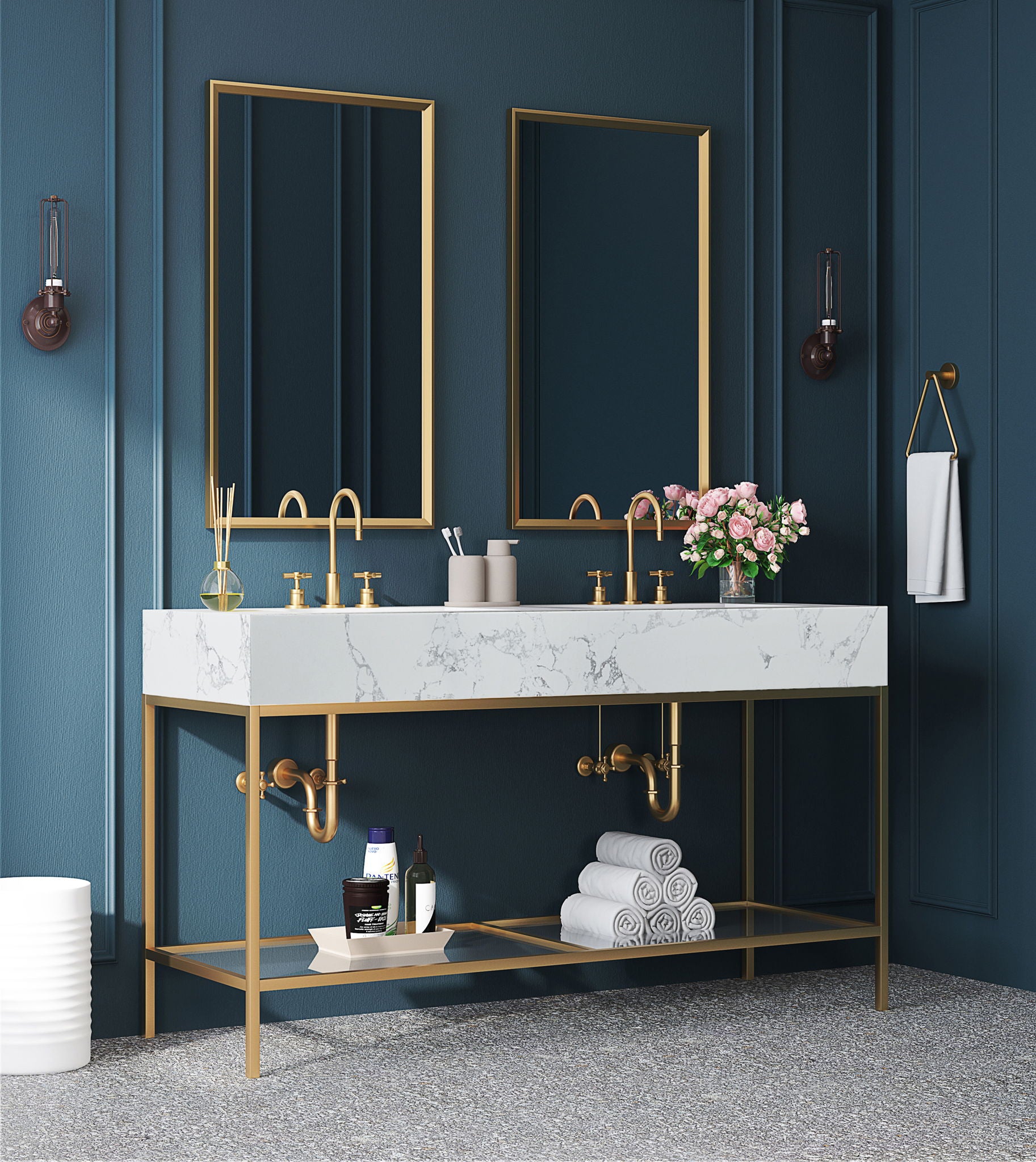 Marmo - Engineered Marble Bathroom Vanity With Gold Base - Urban Living Furniture (Los Angeles, CA)