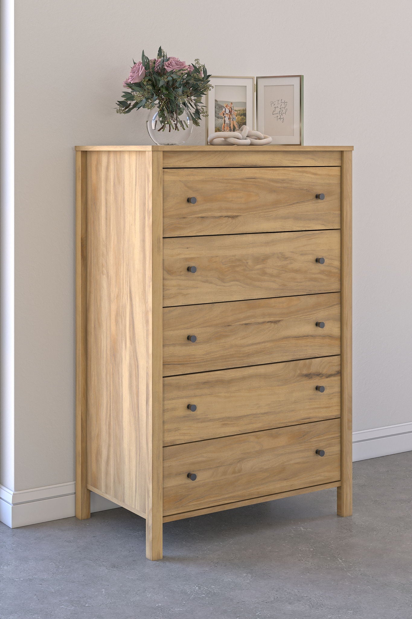 Bermacy - Light Brown - Five Drawer Chest - Urban Living Furniture (Los Angeles, CA)