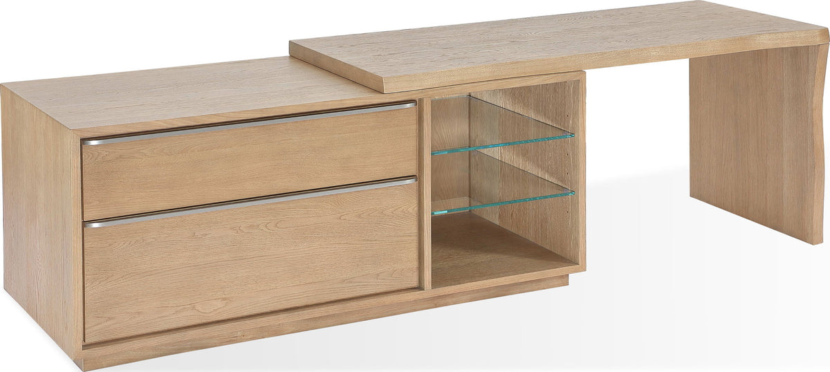 One - Live Edge Edge Executive Desk - White Oak And Glass