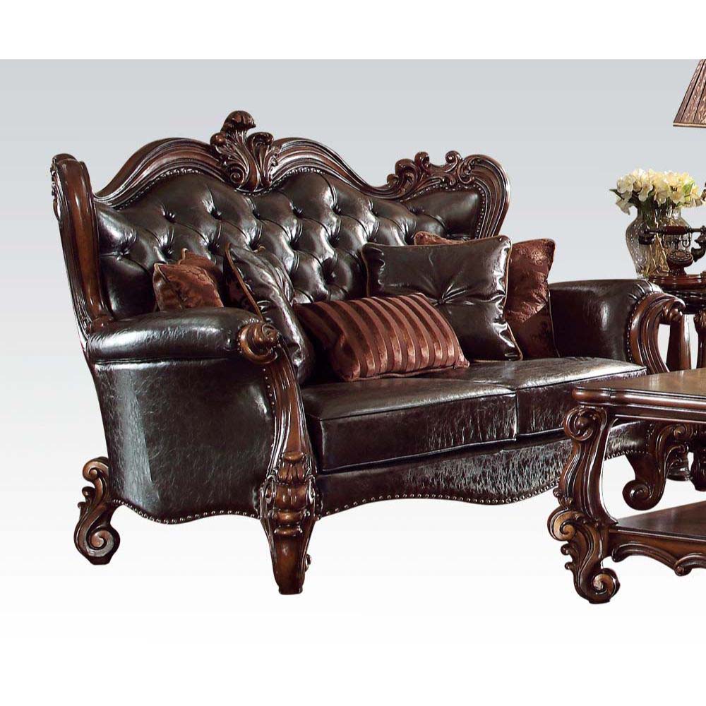 Versailles - Loveseat - Two Tone Dark Brown PU & Cherry Oak - 49" - Urban Living Furniture (Los Angeles, CA)